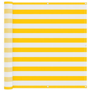 vidaXL Ekran balkonowy Ż&oacute;łty i Biały 110 x 700 cm Materiał Oxford