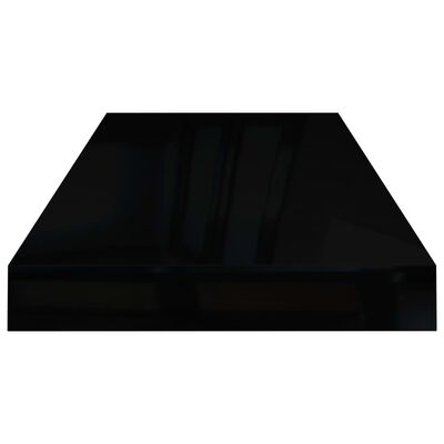 vidaXL Półka ścienna, wysoki połysk, czarna, 60x23,5x3,8 cm, MDF