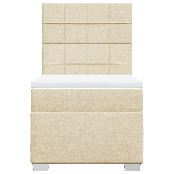 vidaXL Ł&oacute;żko kontynentalne z materacem, kremowe, tkanina, 90x190 cm