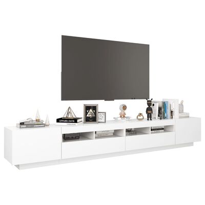 vidaXL Szafka pod TV z oświetleniem LED, biała, 260x35x40 cm