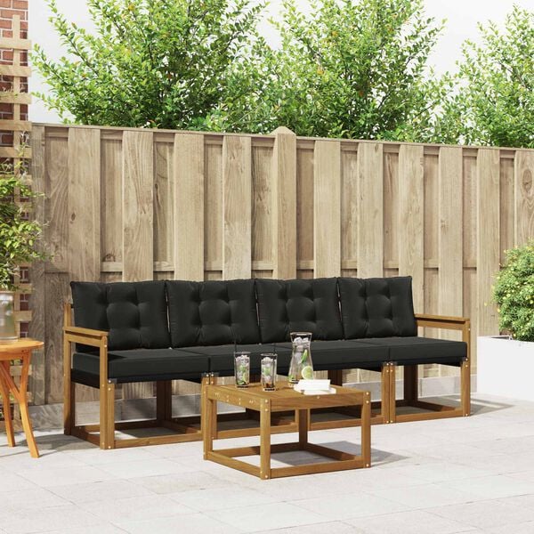 vidaXL Zestaw sof na zewnątrz z poduszką 5 pcs Naturalny i czarny