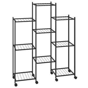 vidaXL Kwietnik z kółkami, 83x25x103,5 cm, czarny, żelazny