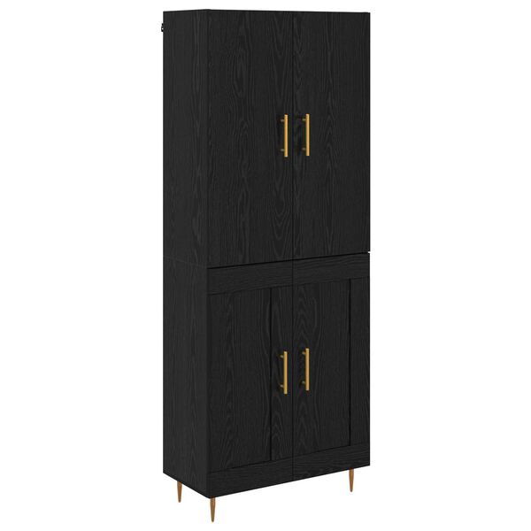 vidaXL Highboard Czarny Dąb 69,5 x 34 x 180 cm Materiał drewnopochodny