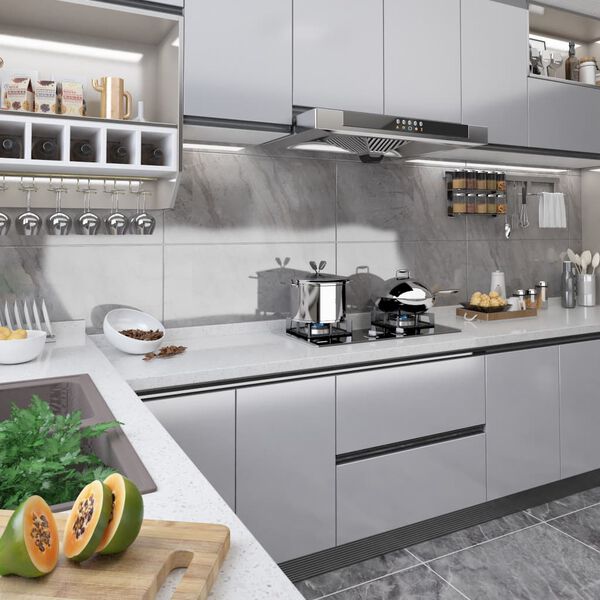 vidaXL Okleina meblowa, srebrna, wysoki połysk, 500x90 cm, PVC