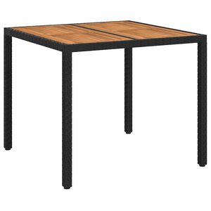 vidaXL St&oacute;ł Ogrodowy Czarny 90 x 90 x 75 cm polirattan