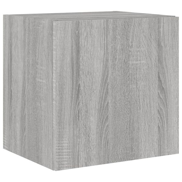 vidaXL Ścienna szafka TV z LED, szary dąb sonoma, 40,5x35x40 cm
