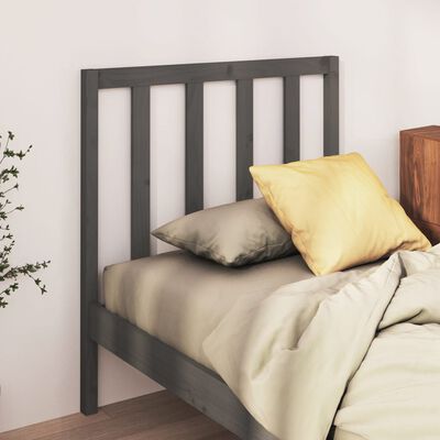 vidaXL Wezgłowie łóżka, szare, 96x4x100 cm, lite drewno sosnowe