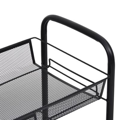 vidaXL 3-poziomowy wózek kuchenny, czarny, 46x26x64 cm, żelazo