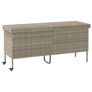 vidaXL Skrzynia ogrodowa z k&oacute;łkami, szara, 160x55x75 cm, polirattan