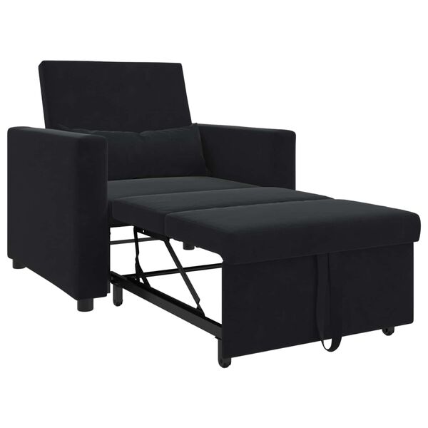 vidaXL Sofa łóżko jednoosobowe Czarny 90 x 165 x 87 cm Aksamit