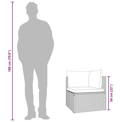 vidaXL Ogrodowa sofa narożna z poduszkami, szara, 57x57x56 cm