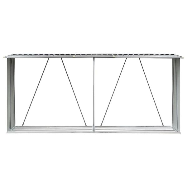 vidaXL Wiata na drewno, stal galwanizowana, 330 x 84 x 152 cm, szara
