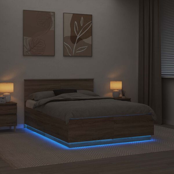 vidaXL Ramka ł&oacute;żka Dąb Sonoma 150 x 200 cm Materiał drewnopochodny