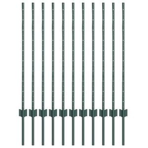 vidaXL Wbudowany słupek ogrodzeniowy 11 szt. zielony 140 cm