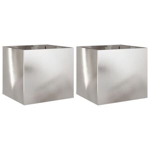 vidaXL Donice, 2 szt., srebrne, 32x30x29 cm, stal nierdzewna