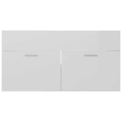 vidaXL Szafka pod umywalkę, biała, wysoki połysk, 90x38,5x46 cm, płyta