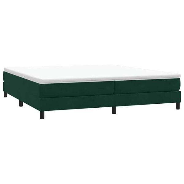 vidaXL Ł&oacute;żko Box Spring bez materaca Ciemnozielone 200x210 cm Aksamit
