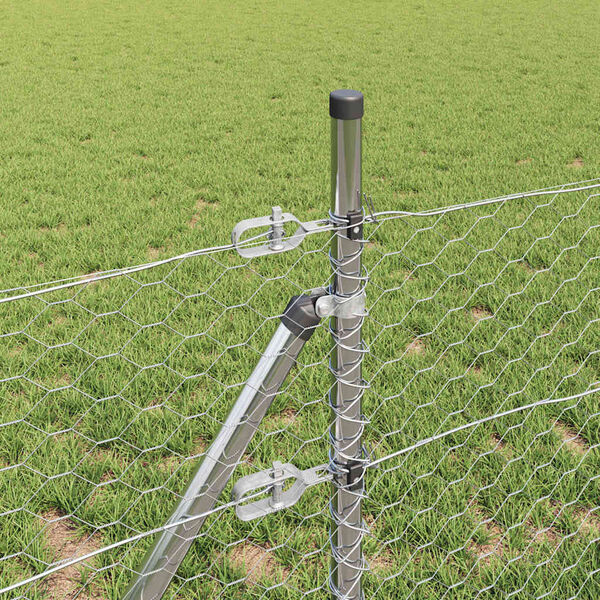 vidaXL Ogrodzenie z słupkami Srebrny 0,5 x 50 m Stal pokryta PCV