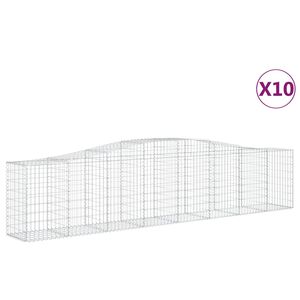 vidaXL Kosze gabionowe, 10 szt, 400x50x80/100 cm, galwanizowane żelazo