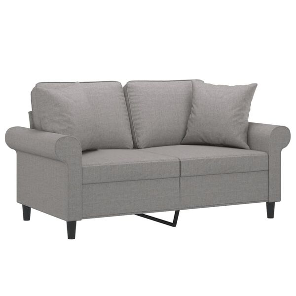 vidaXL 2-osobowa sofa z poduszkami, jasnoszara, 120 cm, tkanina
