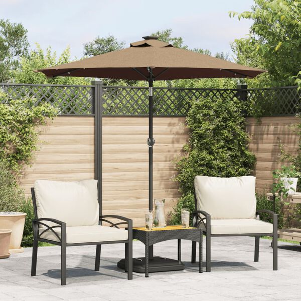 vidaXL Parasol ogrodowy LED, stalowy słupek, taupe, 225x225x212 cm