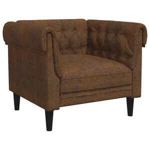 vidaXL Fotel Chesterfield z poduszką Brązowy 78.5 x 74.5 x 74.5 cm