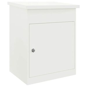 vidaXL Skrzynka na przesyłki z drzwiami Biały 47.5 x 38 x 59 cm Stal