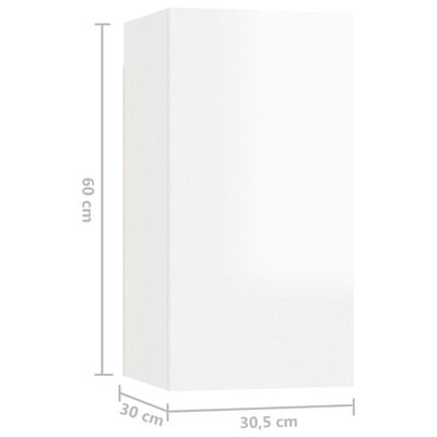 vidaXL Szafka telewizyjna, wysoki połysk, biała, 30,5x30x60 cm, płyta