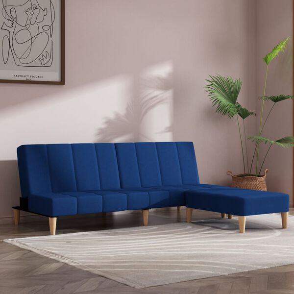 vida 2-osobowa kanapa z podn&oacute;żkiem, niebieska, tkanina