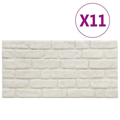 vidaXL Panele ścienne 3D, wzór białej cegły, 11 szt., EPS