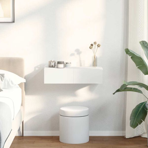 vidaXL P&oacute;łka ścienna z szufladami, biała, 60x26,5x15 cm