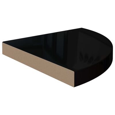 vidaXL Narożna półka ścienna, wysoki połysk, czarna, 35x35x3,8 cm, MDF