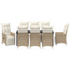 vidaXL Zestaw do jadalni w ogrodzie z poduszką 9 pcs Beżowy polirattan