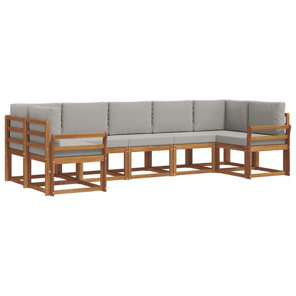 vidaXL Zestaw sof na zewnątrz z poduszką 7 pcs Naturalny i Jasny Szary