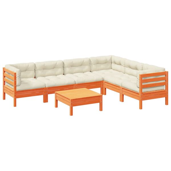 vidaXL 7-cz zestaw wypoczynkowy do ogrodu, z poduszkami, woskowy brąz