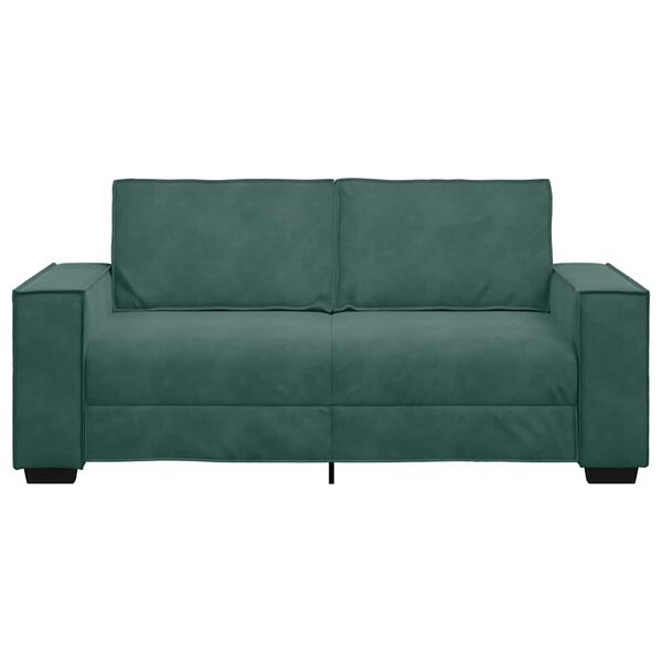 vidaXL Sofa 2-osobowa, ciemnozielona, 180x78x84 cm, tapicerowana aksamitem