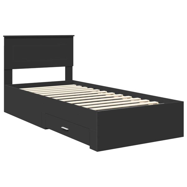 vidaXL Ramka ł&oacute;żka Z zagł&oacute;wkiem Czarny i Srebrny 75 x 190 cm