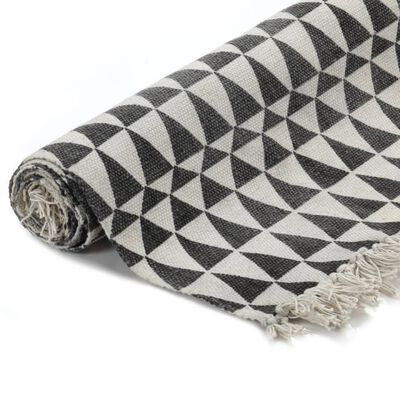 vidaXL Dywan typu kilim, bawełna, 160 x 230 cm, czarno-biały ze wzorem