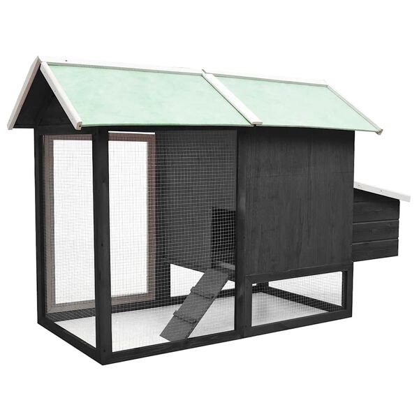 vidaXL Klatka dla kurcząt, szara, 170x81x110 cm, drewno sosny i jodły