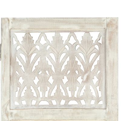 vidaXL Parawan 3-panelowy, rzeźbiony, biały, 120x165 cm, drewno mango