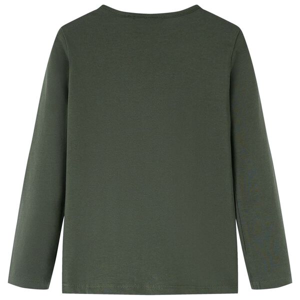 Koszulka dziecięca z długimi rękawami, z kotem, khaki, 128