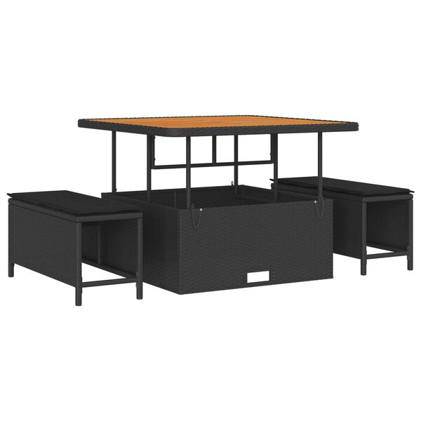 vidaXL Zestaw Sof na Ogr&oacute;d z poduszką z przechowywaniem 13 pcs Czarny