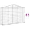 vidaXL Kosze gabionowe, 2 szt, 200x30x120/140 cm, galwanizowane żelazo