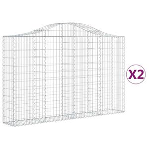 vidaXL Kosze gabionowe, 2 szt, 200x30x120/140 cm, galwanizowane żelazo