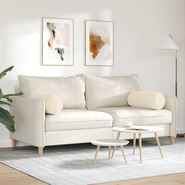 vidaXL Poduszki Wałkowe 2 pcs Beżowy Ø 25 x 70 cm Tkanina mikrofibrowa