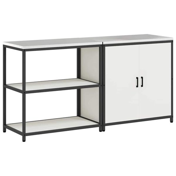 vidaXL Zestaw do przechowywania w kuchni 2 pcs Biały Stal zimnogięta