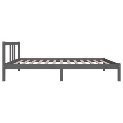 vidaXL Rama łóżka, szara, lite drewno, 90 x 200 cm