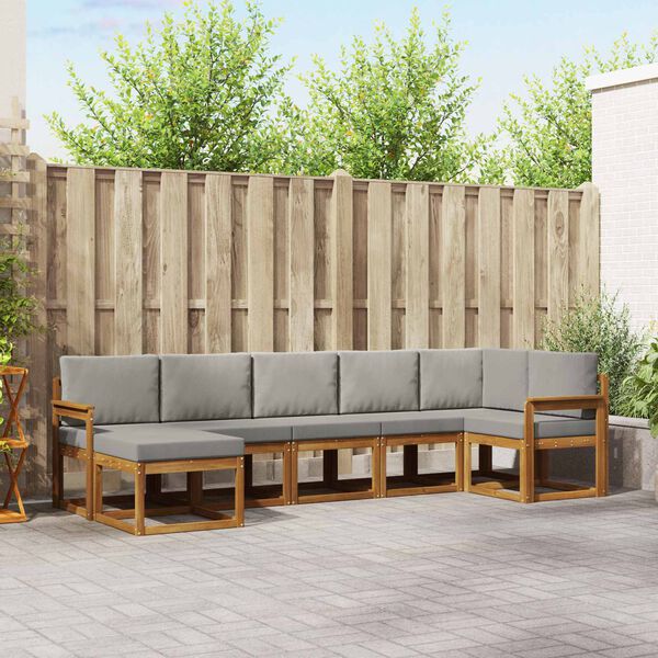 vidaXL Zestaw sof na zewnątrz z poduszką 7 pcs Naturalny i Jasny Szary