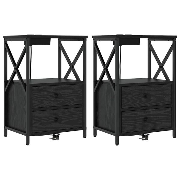 vidaXL Szafka Nocna z szufladą 2 pcs Czarny Dąb 40 x 31 x 60 cm