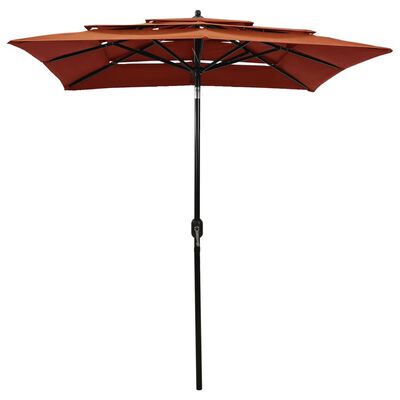 vidaXL 3-poziomowy parasol na aluminiowym słupku, terakotowy, 2x2 m
